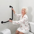thumbnail image 4 of Angled Grab Bar - 16x16 Inch Stainless Steel Knurled Toilet Handles Wall Mounted Bathroom Handicap Safety Rails for Elderly Injured Balance Support, L-shaped Matte Black Grab Bar for Shower, 4 of 8