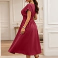 thumbnail image 5 of Ruimatai Women's V-Neck Twist Waist Short Sleeve A-Line Casual Midi Dresses for Women Work Office & Party Wear, 5 of 5