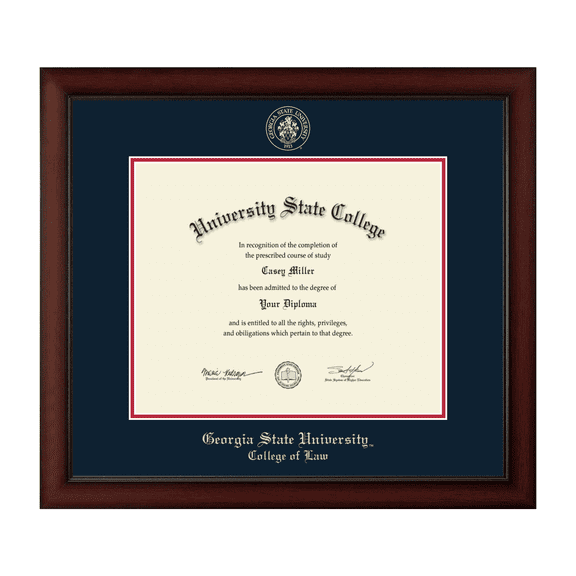 Framerly - GSU Law Diploma Frame with Navy and Red Mat