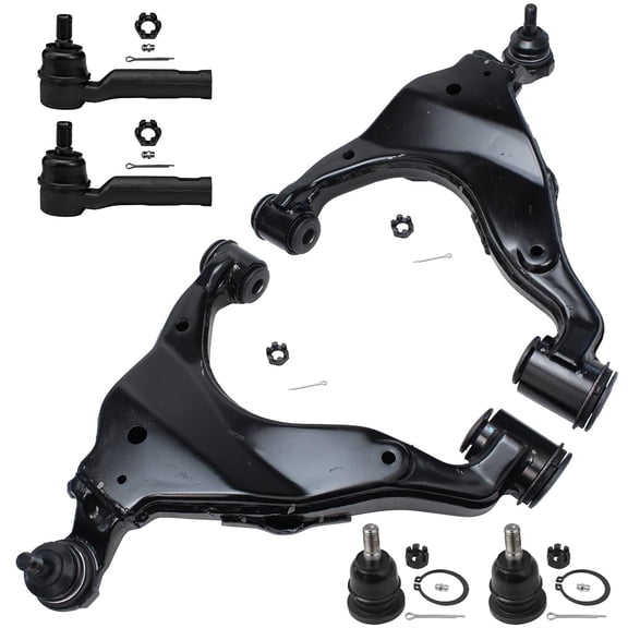 Detroit Axle - 6pc 4WD Front End Control Arms Kit for 2005-2015 Toyota Tacoma, 2 Lower Control Arms 2 Outer Tie Rods 2 Upper w/Ball Joints 2006 2007 2008 2009 2010 2011 2012 2013 2014 Replacement
