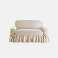 thumbnail image 5 of SureFit Essential Twill Loveseat Cover, Cotton Printed Loveseat Slipcovers with Ruffled Skirt, Neutral Floral, 5 of 7