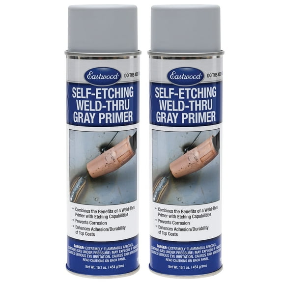 Eastwood Durable Organic Binders Self Etching Weld Thru Gray Aerosol Primer 16.1 oz 2 Pack