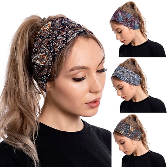 Lumistal Headbands for Women, Stretchy Non Slip Soft Cotton Cloth Hair Bands Multifunctional Sports Fitness Yoga Headband for Sports Workout Yoga and Running D One Size