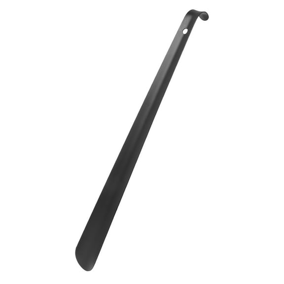 STRANDCHIC 1Pc Compact Black Stainless Steel Shoehorn Tool Easy to Store Simple Shoe Wearing Aid