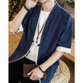thumbnail image 4 of CHOK Fashion Casual Man Shirts Men‘s Linen Japanese Kimono One Button Cardigan Jacket Ancient Style, 4 of 5