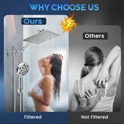 Doulami Shower Head, 8 inch Rain Showerhead, 10 Stage Shower Filtered , 10 Spray Setting, 3 Mode, 2 in 1 Combo