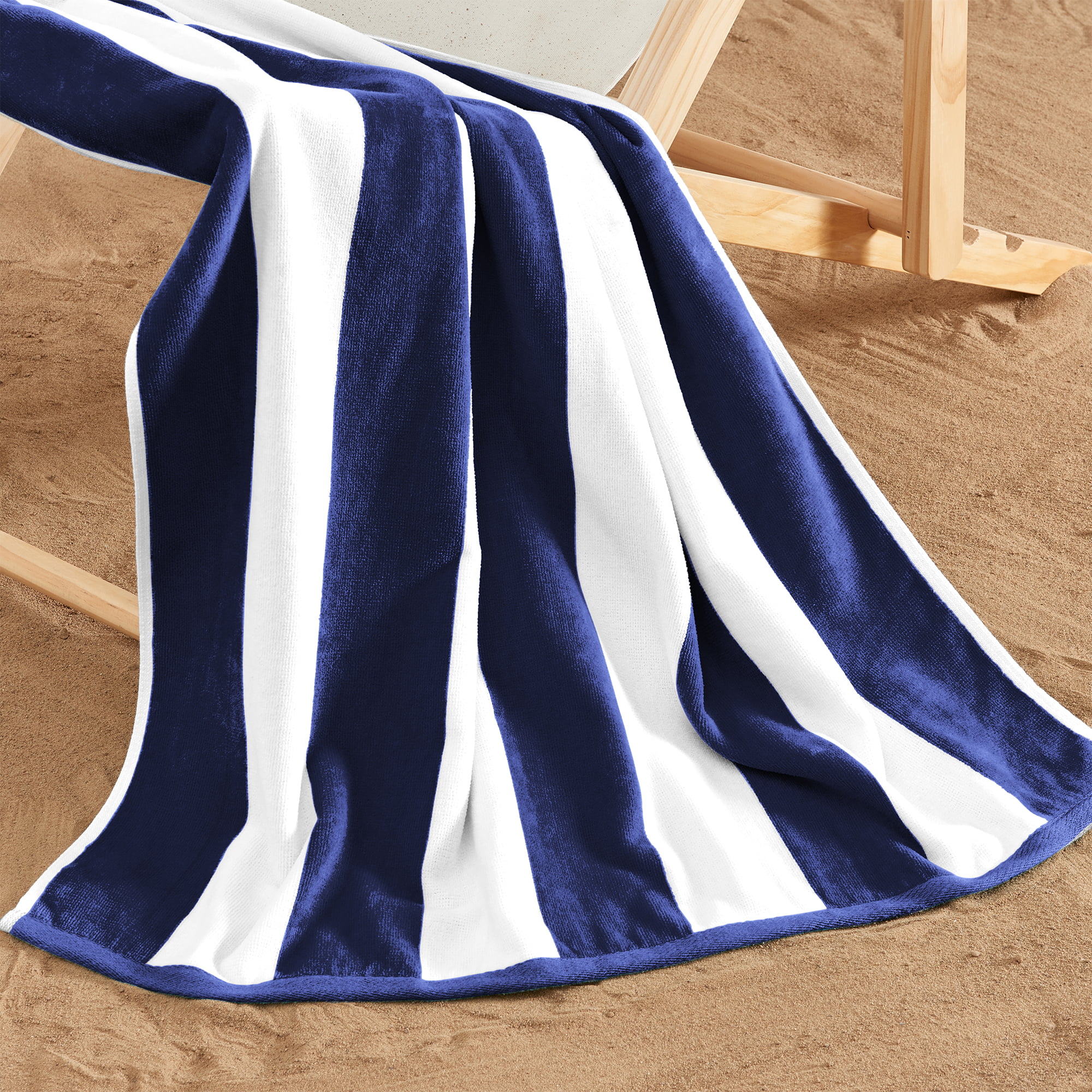 Oversized Cotton Cabana Pastel Stripe Beach Towel - Great Bay Home (40 x 70, Oatmeal)