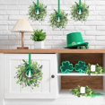 thumbnail image 6 of Guvpev 4PCS St.Patrick's Day Shamrocks Candle Wreath Artificial Clover Rings Wreath Lucky Irish Kitchen Cabinet Wreaths Pillars Candle Wreaths for Front Door Porch Wall Window Decoration, 6 of 10