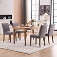 thumbnail image 2 of YOUNIKE Mid-Century Modern Dining Chairs Set of 2, 18.9"H Linen Upholstered Kitchen Side Chairs with Solid Wood Legs, Armless Parsons Chairs, Gray, 2 of 18