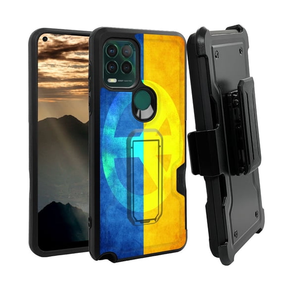 ANJ  Rugged Shockproof Holster Case w/Card Slot, Kickstand   Tempered Glass for Motorola Moto G Stylus 5G - Peace in Ukraine 2