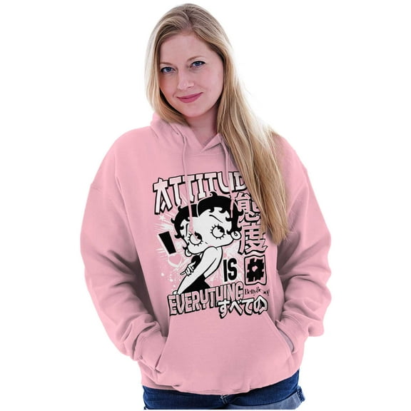 Betty Boop Kanji Hashtag Attitude Hoodie Sweatshirt Women Brisco Brands S