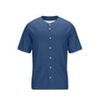 thumbnail image 4 of MELDVDIB Mens Shirts Fashion Casual Solid Color Short Sleeve Loose Summer Tops Button-Up Crew Neck Vacation Shirts, 4 of 8