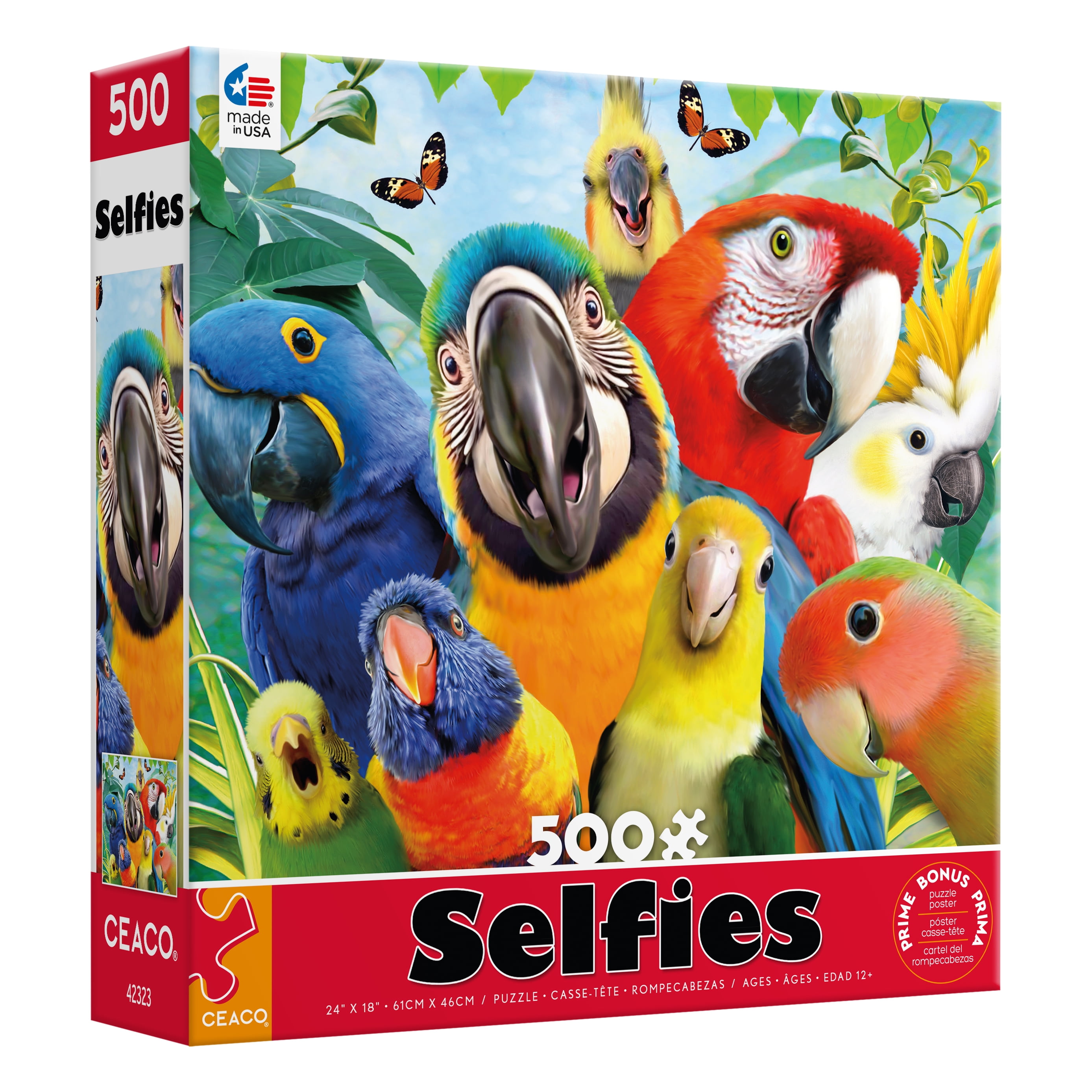 Puzzle en 500 pièces Ceaco Perfect Parrot Selfies pour adultes, à partir de 14 ans