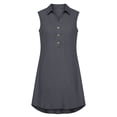 thumbnail image 5 of QUNYINEY Solid Sun Dresses Women Midi Casual Summer Sleeveless Shirt Dress Vacation Button Casual Loose Fit V Neck Dresses, 5 of 8