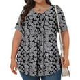 thumbnail image 4 of YABCSAZ Plus Size Tops for Women Short Sleeve T Shirts Crewneck Floral Trendy Tops Summer Casual Blouse Loose Fit Soft Comfy Tee Shirts Women's Oversize Tops Size L-5XL, 4 of 8