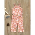 thumbnail image 2 of Bagilaanoe Toddler Little Girl Ribbed Floral Clothes Crop Top Sleeveless T-Shirt Tops Long Pants 1T 2T 3T 4T 5T 6T Cute Summer Clothing Sets, 2 of 7