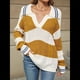 thumbnail image 4 of Suéter de Punto para Mujer, con Solapa A Rayas, Holgado, Cuello en V, Informal, de Larga y Bloques de Color, para Otoño e Invierno Amarillo y M, 4 of 8
