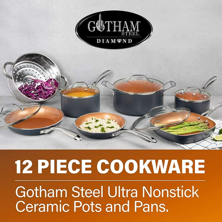 Gotham Steel Diamond 12 Piece Cookware Set, Non