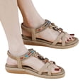 thumbnail image 3 of Gubotare Womens Sandals Sandals Women Flat Shoes Dressy Summer Bohemian Flats Shoes for Women Sandals Comfortable Ankle Strap Outdoor Walking (Beige,Size 7), 3 of 6