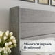 thumbnail image 4 of Bedroom furniture large lift storage bed, modern wing-back headboard, no springs required, hydraulic storage, light beige My Lux Decor Round, 4 of 11