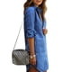 thumbnail image 5 of Vestido de jeans Jumpingount Camisa con botones de manga larga Blusa casual azul XXL, 5 of 7