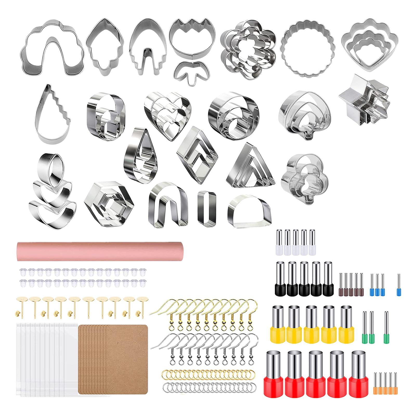 GUOOL 200Pcs Polymer Set, Jewellery Cutting Tools Kits with Earring Cards Hooks Stainless Steel Jewelry Making Earring Tool for Craft