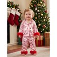 thumbnail image 4 of RUINIXCW Kids Toddler Baby Girl Christmas Silk Stain Pajamas Set Spring Fall Winter PJS Sleepwear Long Sleeve Button Down Collar Shirt Tops Pants Set, 4 of 10