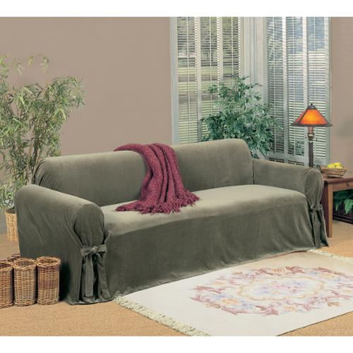 Classic Slipcovers Microfiber Velvet Loveseat Slipcover Moss