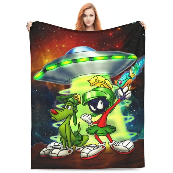 Retro funny Marvin the Martian print super soft plush blanket, warm and comfortable sofa bedroom office camping and travel 60*50 inches