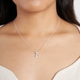 thumbnail image 2 of Lab Diamond Dangling Pendant Necklace For Women | 3 Carat IGI Certified Emerald Shape | Carina Two Stone Lab Diamond Pendant In 18K White Gold | FG-VS1-VS2 Quality | Friendly Diamonds, 2 of 6