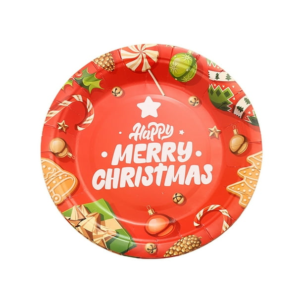 Decoraciones de Fiesta de Navidad Decoraciones de Fiesta de Navidad, Placas Desechables, Placas de Papá Noel de Dibujos Animados, Juegos de Tazas de Papel, Utensilios de Fiesta Placas de Papel de Navi