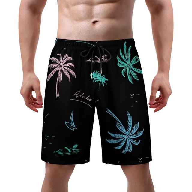NICKSUN Men's Swim Trunks, Cute Print Quick Dry Summer Board Beach Shorts with Mesh Lining and Pockets