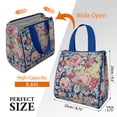 thumbnail image 3 of Pioneer Flower Floral Print Pattern Insulated Lunch Bag for Women & Adults,Large Portable Soft Cooler Lunch Bag,Thermal Food Storage Tote with Pearl Cotton,8.66L,8.75x5.75x9.5 Inch, 3 of 6