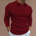 thumbnail image 2 of QATAINLAV Men's Muscle Polos Shirts Solid Casual Ribbed Knit Long Sleeve T-Shirts Slim Fit Button Lapel Golf Shirt Outdoor Sport Tops Red XXXL Gifts for Mom, 2 of 6