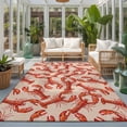 thumbnail image 2 of Large Area Rugs 8'x10', Coastal Lobster Carpet Runner Indoor Outdoor Rugs Home Decor Aesthetic, Summer Beach Ocean Marinelifes Red Brown Non Slip Mats Washable Accent Rug for Living Room Bedroom, 2 of 8