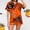 Orange, variant on Halloween Pajamas Halloween Satin Graphic Button Short Sleeve Pajamas for Women Set