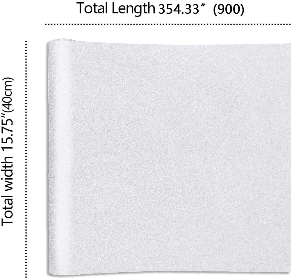 VEELIKE Frosted Window Privacy Film 15.7''x354'' Blackout Static Cling Removable Window Film Adhesive Bathroom Shower Window Stickers Sun Blocking Anti UV Glass Film for Home Sliding Door  Matte White