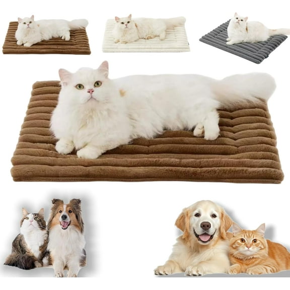 Asolla Cat Bed, Asolla Self Warming Pet Bed, Warm Thermal Pet Pad Crate Blanket, Cordless Machine Washable Pets Selfs Warmings Mats for Indoor Cats Dogs (Brown,Large)