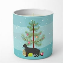 Carolines Treasures CK4585CDL 3.75 x 3.25 in. Unisex Chausie Black Cat Merry Christmas 10 oz Decorative Soy Candle