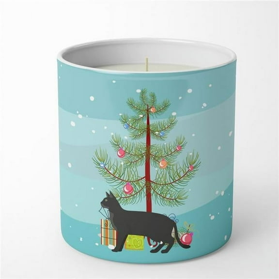 Carolines Treasures CK4585CDL 3.75 x 3.25 in. Unisex Chausie Black Cat Merry Christmas 10 oz Decorative Soy Candle