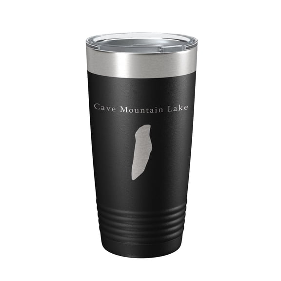 Cave Mountain Lake Map Tumbler Travel Mug Insulated Laser Engraved Coffee Cup Natural Bridge Virginia 20 oz Black
