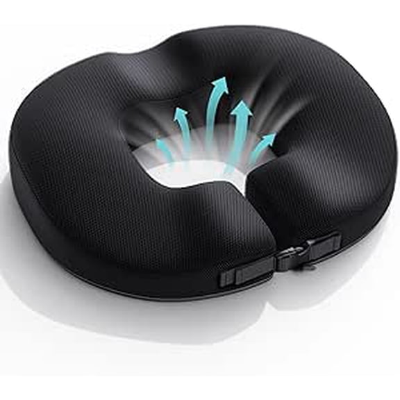 Donut Pillow for Tailbone Pain Relief Cushion, Memory Foam Seat Cushion by Ergonomic for Sores, Sciatica - Good Support, Slightly Firm