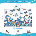 thumbnail image 2 of White Butterfly Colorful Pattern Hooded Bath Towel，60"x35" for Ages 3 To 12 Kids, Quick Dry Lightweight Soft Microfiber Hood Beach Towel Cover Up for Kids, 2 of 7
