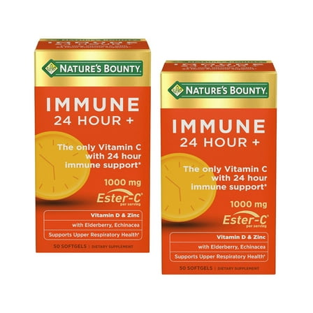 Nature's Bounty Immune 24 Hour   Vitamin C Softgels 1000mg, 50 Count - Pack of 2