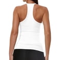 thumbnail image 5 of Built In Bra Workout Tank，Women's Shelf Bra Camisole Tops Spaghetti Strap Cami Tank Cotton Undershirts Racerback Ribbed Fitted Tank Tops White S, 5 of 7