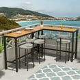 thumbnail image 4 of Pellebant 55" Rectangular Metal Patio Bar Table with MDF Top and Easy Assembly, Brown, 4 of 11