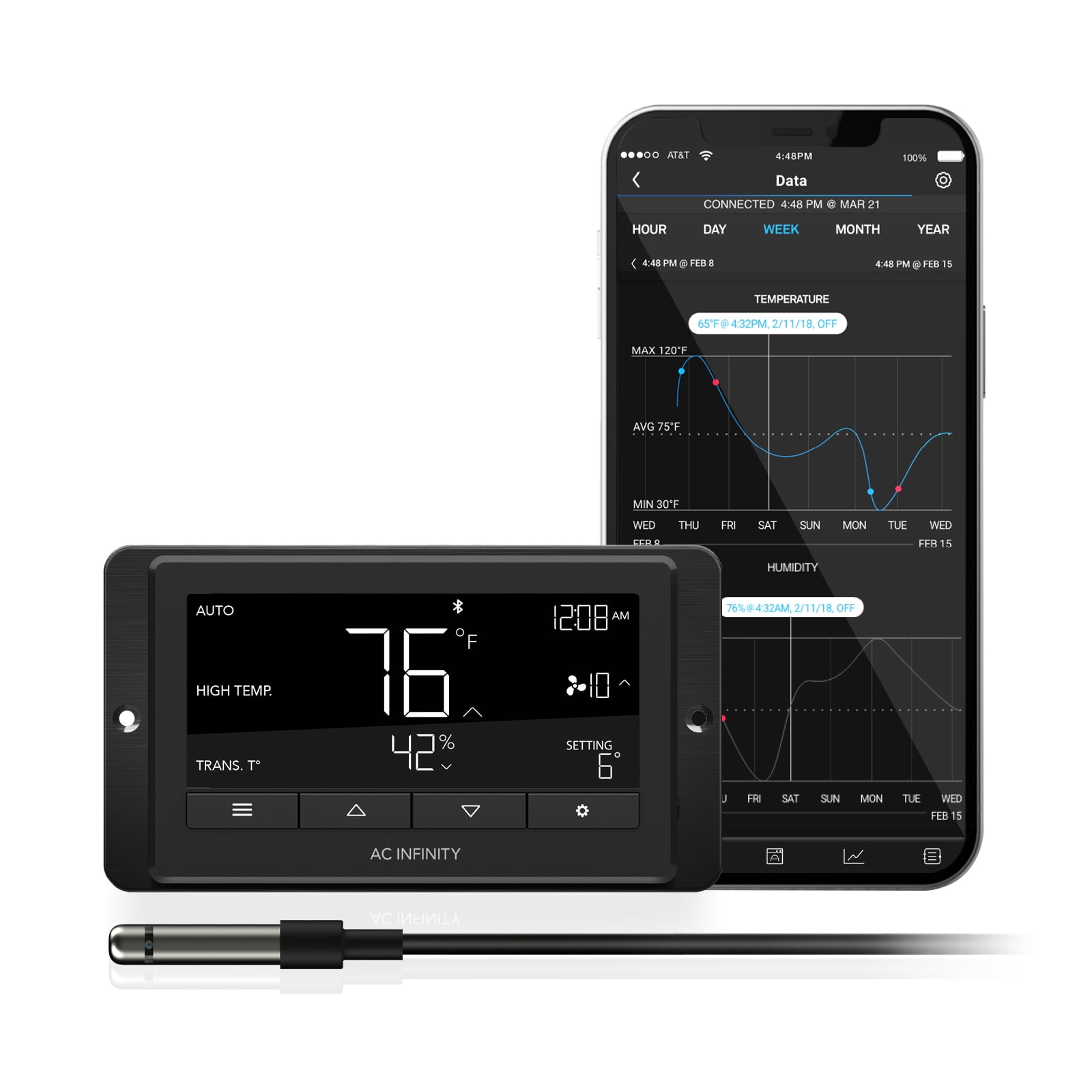 Ac Infinity Controller 67 Smart Bluetooth Fan Controller With Temperature Humidity And Timer Controls For Cloudline Airlift Cloudray Cooling And Ventilation Walmart Com