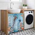 thumbnail image 3 of Blue Coastal Jellyfish Cabinet Curtain 35"Wx35"L,Dustproof Under Sink Skirt with Self Adhesive Tape,Summer Beach Starfish Botanical Cabinet Curtain Cover for Kitchen Sink,Bathroom Vanity,Laundry Room, 3 of 9