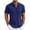 Dark Blue, variant on Men's Casual Polo Shirts Short Sleeve Button Classic T-Shirts Linen Loose Fit Tees Lightweight Golf Top with Pocket Army Green