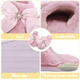 thumbnail image 5 of Women's Fuzzy Rhinestone Bow Memory Foam Slippers Warm Gifts Trendy House Pink Slippers Anti-Skid Rubber House Shoes for Lady Mom Indoor Outdoor（Size：7-8）, 5 of 6